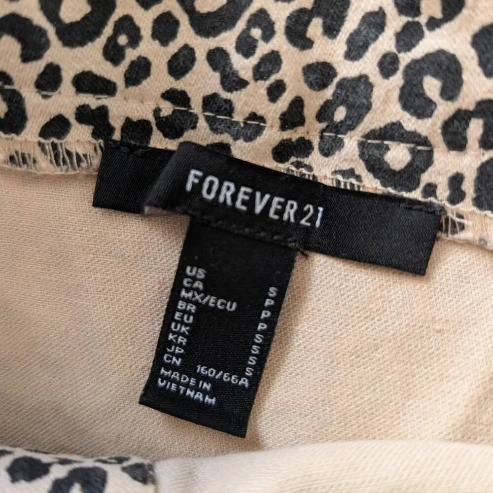 Forever 21 Button Front Leopard Print Mini Skirt